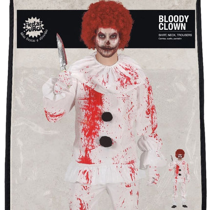 Costume da clown di Halloween da uomo sanguinario