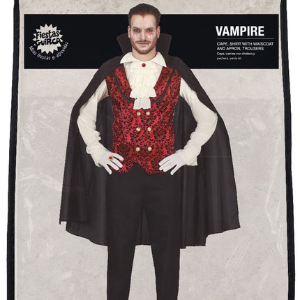 Costume da Vampiro Halloween Uomo Rosso Bianco