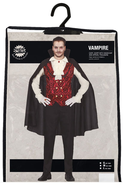 Costume da Vampiro Halloween Uomo Rosso Bianco