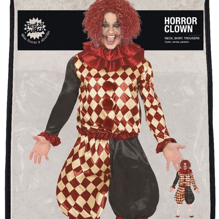 Costume di Halloween da clown dell'orrore da uomo rosso