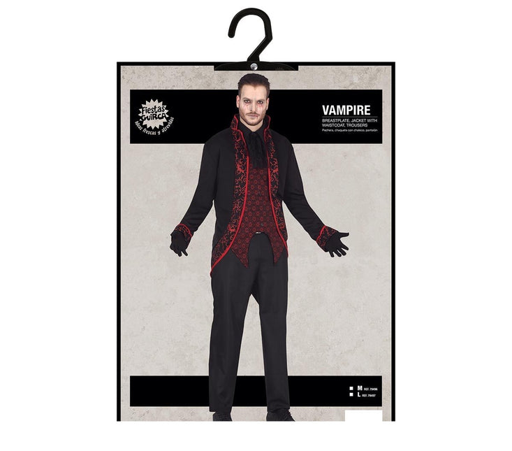 Costume da Vampiro Halloween Uomo Rosso Nero