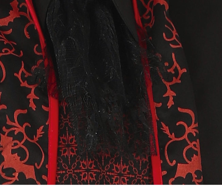 Costume da Vampiro Halloween Uomo Rosso Nero