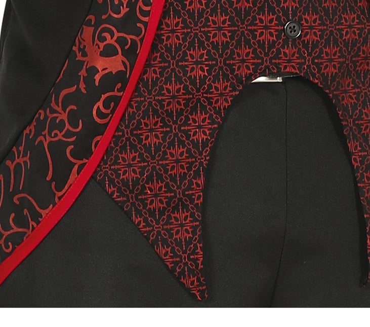 Costume da Vampiro Halloween Uomo Rosso Nero