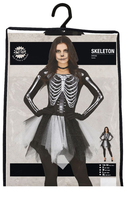 Vestito di Halloween da scheletro da donna nero