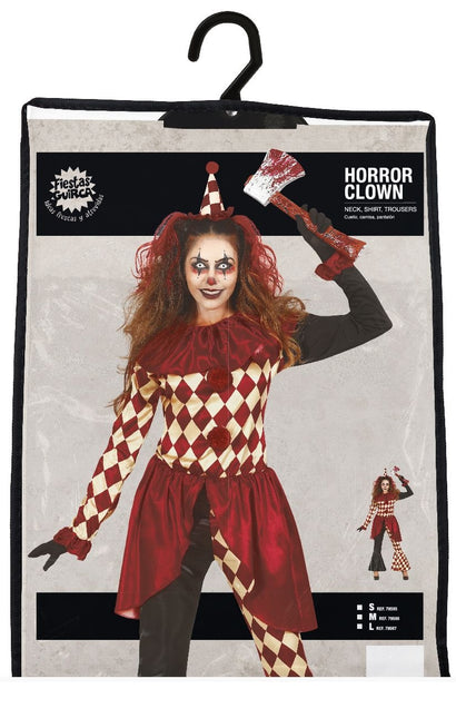 Costume di Halloween da clown horror da donna rosso oro