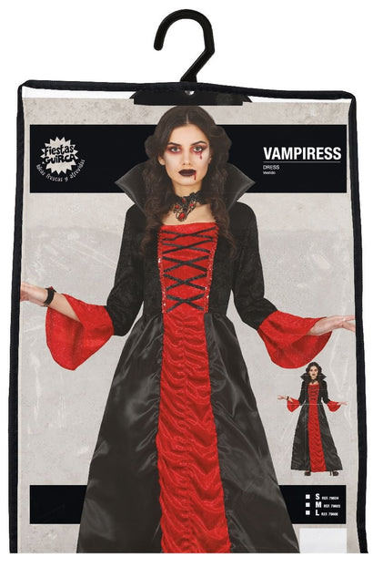 Costume da Vampiro Halloween Donna Rosso Nero