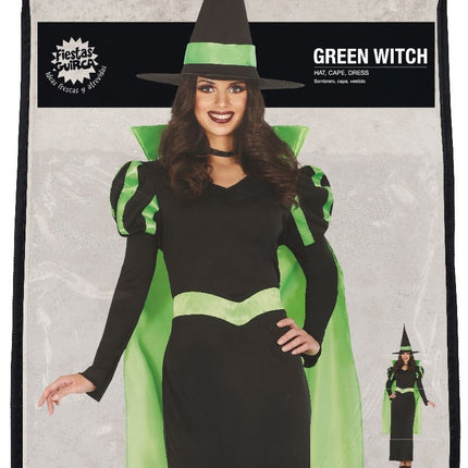 Costume da strega di Halloween da donna verde