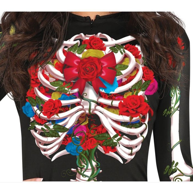 Costume da Scheletro Halloween Donna Fiori