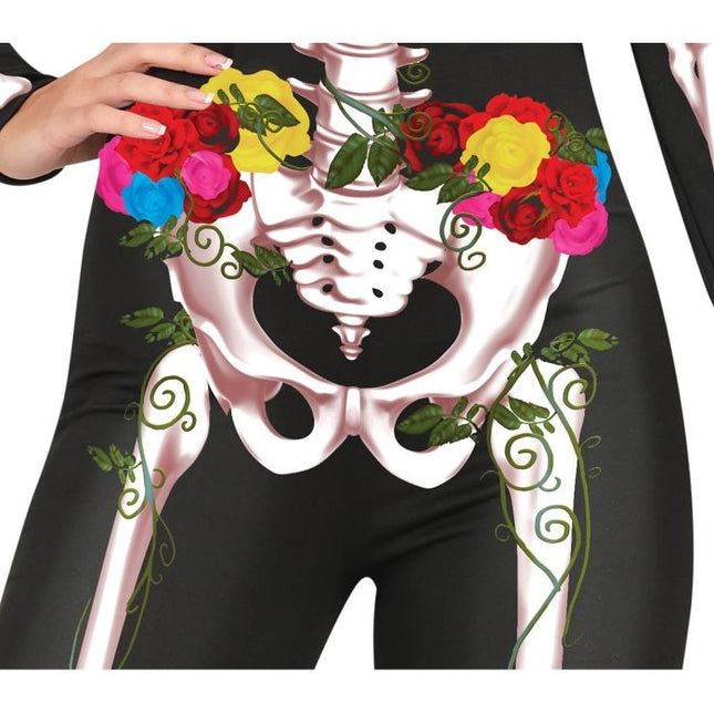 Costume da Scheletro Halloween Donna Fiori