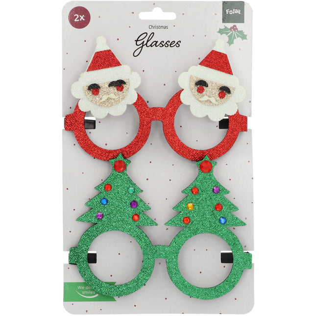 Bicchieri albero di Natale e Babbo Natale 2 pezzi