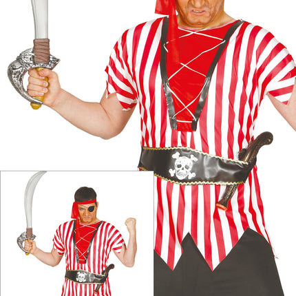 Costume da pirata rosso bianco uomo