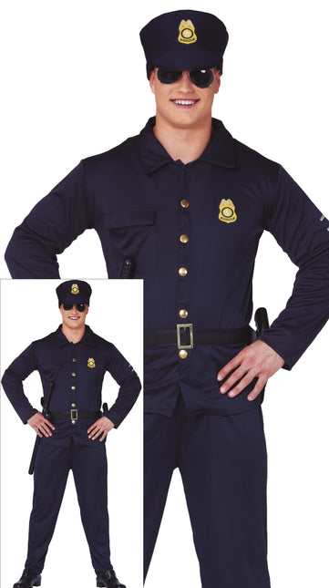 Costume da poliziotto blu scuro da uomo