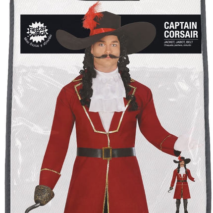 Costume da pirata Bordeaux Rosso Uomo Lungo