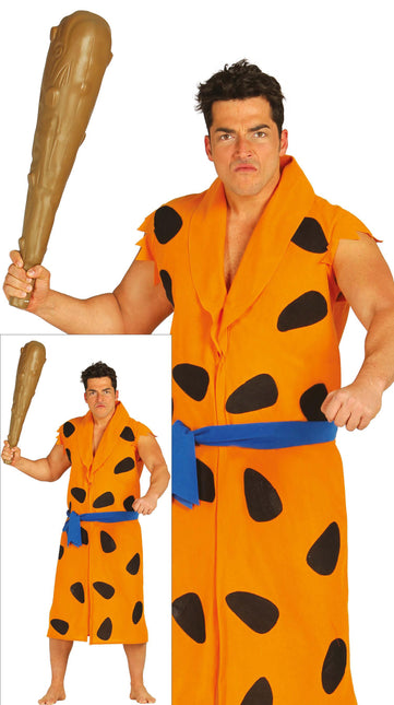 Costume Fred Flintstone nero arancione da uomo