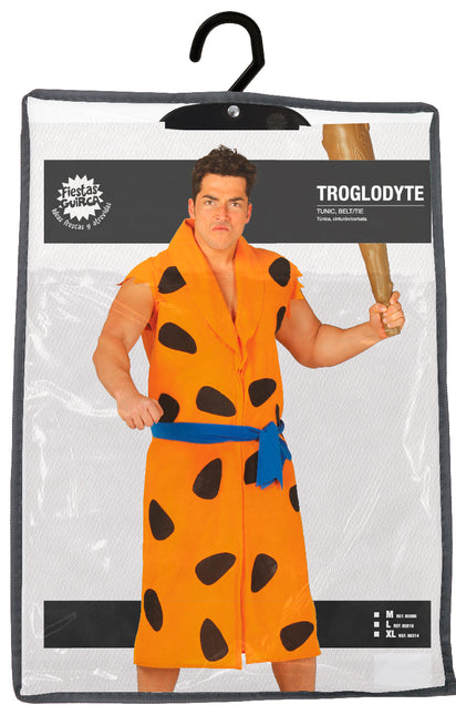 Costume Fred Flintstone nero arancione da uomo