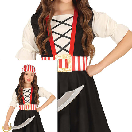 Costume da Pirata Nero Rosso Ragazza