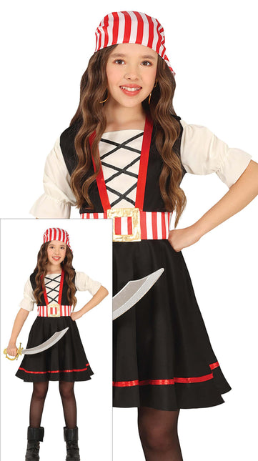 Costume da Pirata Nero Rosso Ragazza