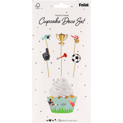 Set di decorazioni per cupcake - Calcio fantastico - 6 pezzi