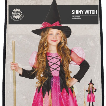 Costume di Halloween da strega bambino rosa