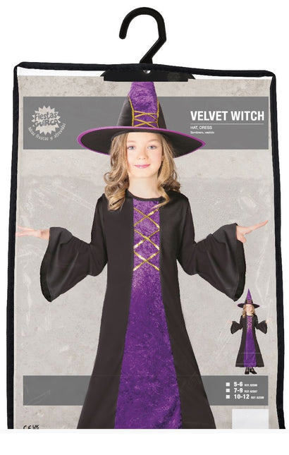 Costume da strega di Halloween per bambino in velluto