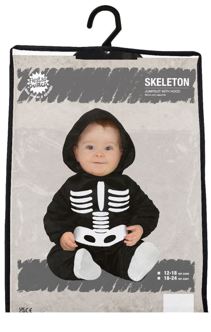 Costume di Halloween da scheletro per bambino in bianco e nero