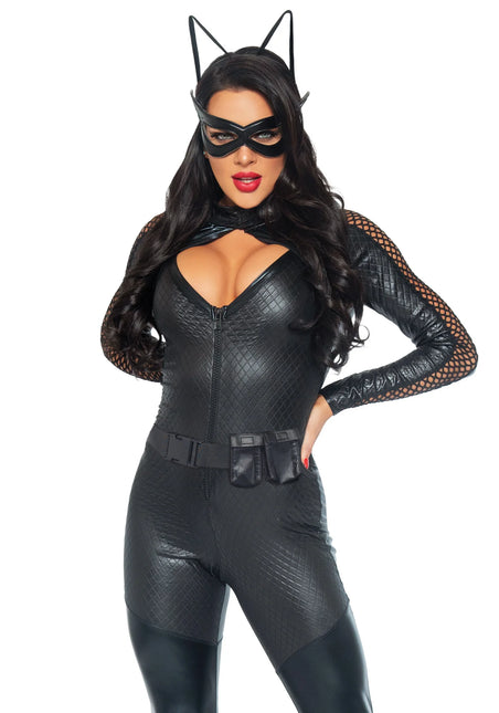 Catwoman Catsuit Nero Donna Wicked Kitty Leg Avenue