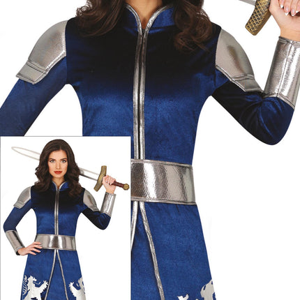 Costume da cavaliere blu da donna