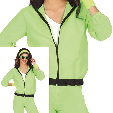 Tuta da ginnastica verde neon da donna