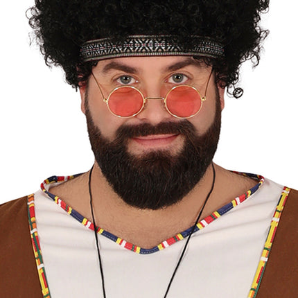 Costume Hippie 60S Uomo Marrone Bianco