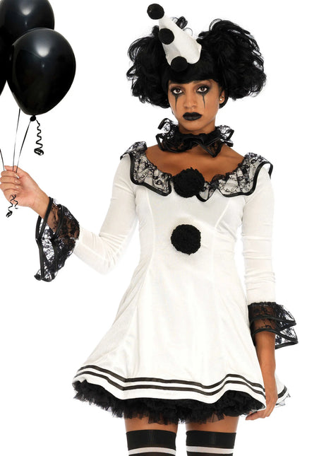 Clown Dress White Black Ladies Leg Avenue