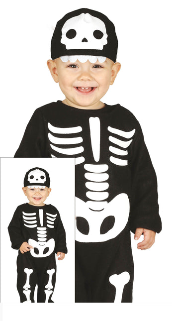 Costume di Halloween da scheletro per bambino bianco e nero