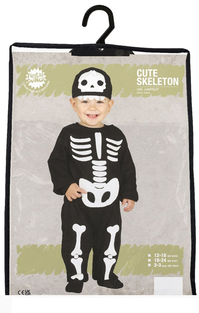 Costume di Halloween da scheletro per bambino bianco e nero