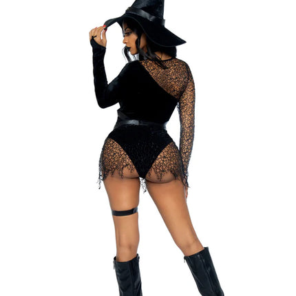 Costume di Halloween Nero Donna Body Body Strega Leg Avenue