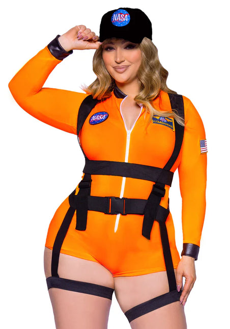 Tuta da astronauta Nero Arancione Donna Body Avenue Leg