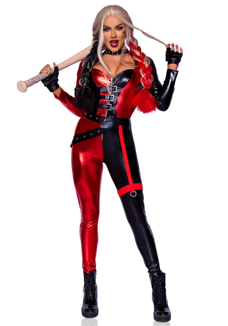 Harley Quinn Catsuit Rosso Nero Donna Leg Avenue