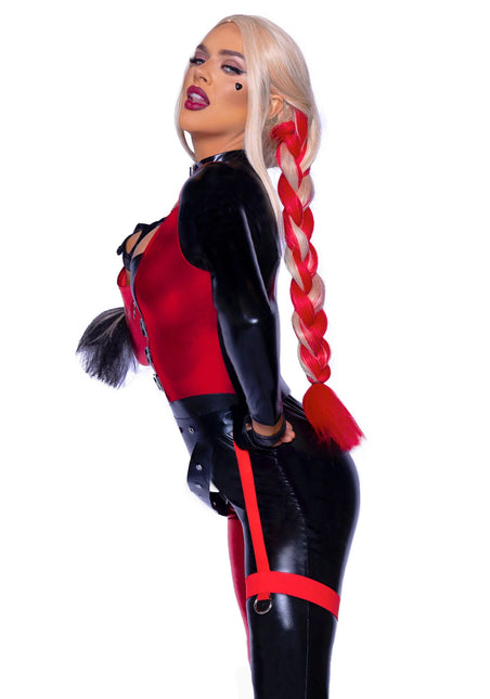 Harley Quinn Catsuit Rosso Nero Donna Leg Avenue