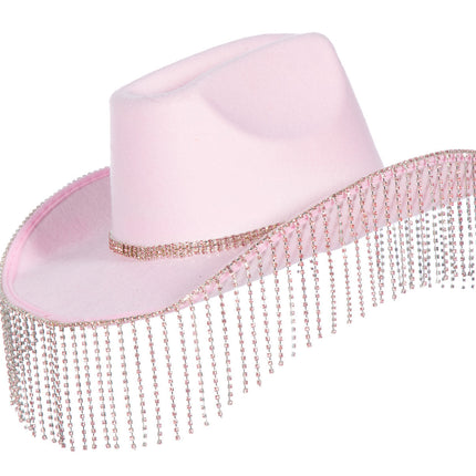 Cappello da cowboy con fascia e frange di strass