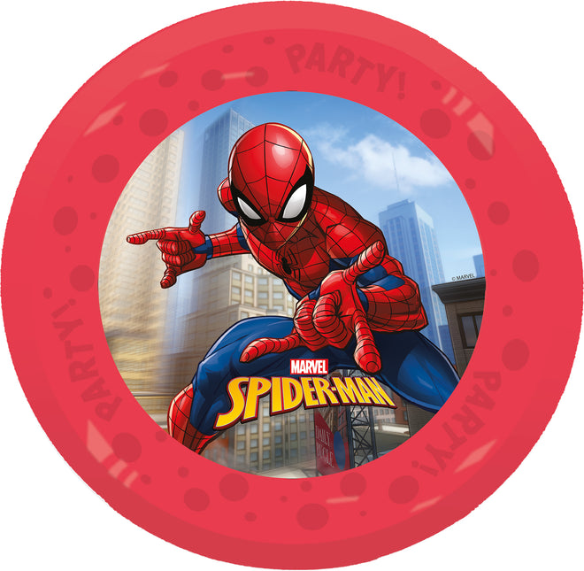 4 piatti riutilizzabili per feste 21Cm - Spider-Man Crime Fighter