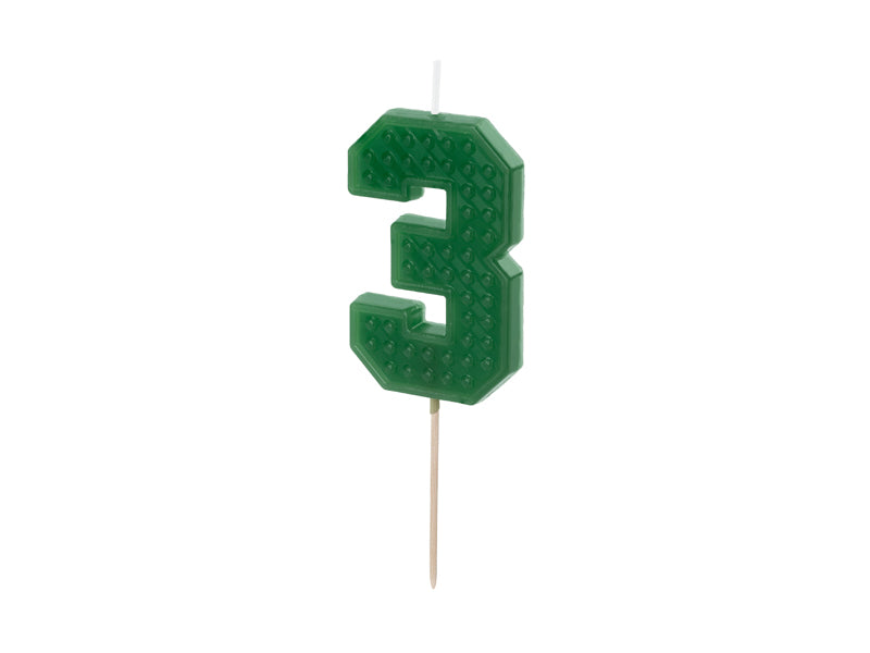 Candela di compleanno numero 3, 6 cm, verde (1 confezione / 1 pezzo))