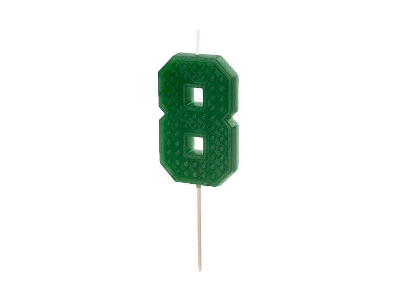 Candela di compleanno numero 8, 6 cm, verde (1 confezione / 1 pezzo))