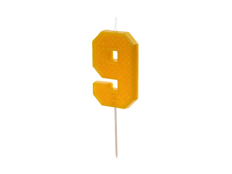 Candela di compleanno numero 9, 6 cm, giallo (1 confezione / 1 pezzo))