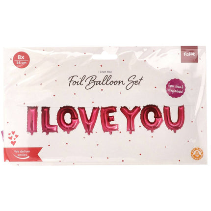 Palloncini in foil 'I Love You' Rosa 36cm - 8 pezzi