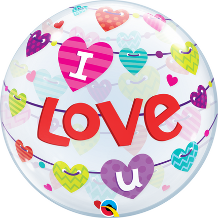 Palloncino a bolle 'I Love You' Cuori - 56 cm