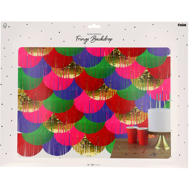 Fondale con frange per feste - Multicolore - 2 x 2 m