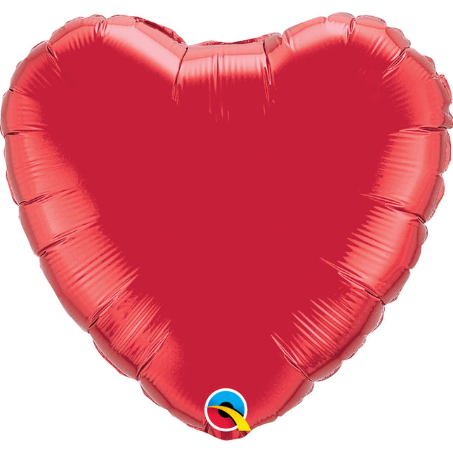 Palloncino in foil a forma di cuore rosso rubino - 45 cm