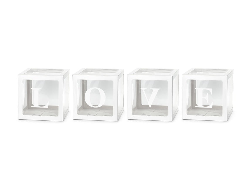 Balloon boxes LOVE, 30x30 cm, white - Partywinkel - 5904555011502