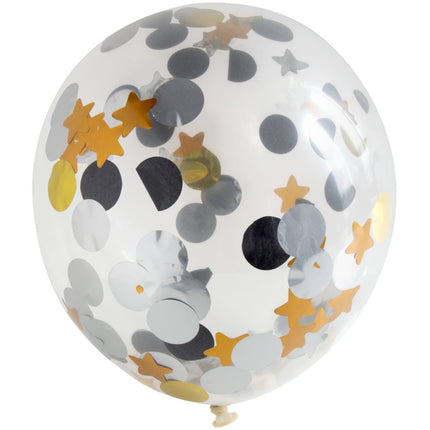 Palloncini con coriandoli a pois e stelle 30 cm 4 pezzi