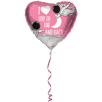 Palloncino in foil rosa 'I Love You To The Moon And Back' - 45 cm