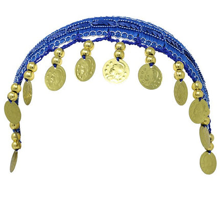 Blauw Gouden Hoofdband Munten - Partywinkel - 8434077137703