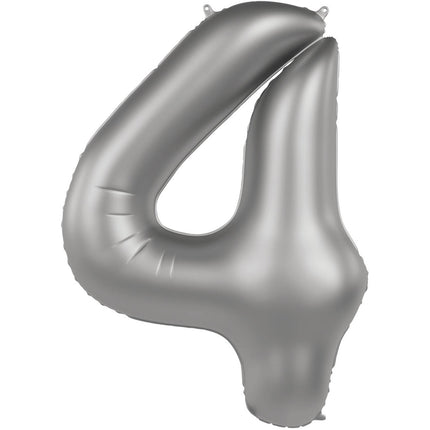 Palloncino Foil Figura 4 Argento Satinato 86cm Vuoto